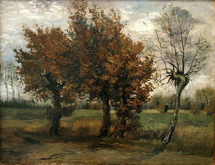 Vincent Van Gogh Autumn landscape with four trees oil painting image